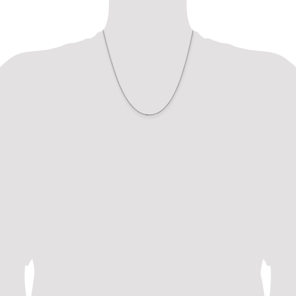 2 Inch 14K White Gold 1.4mm D/C Cable Chain Necklace