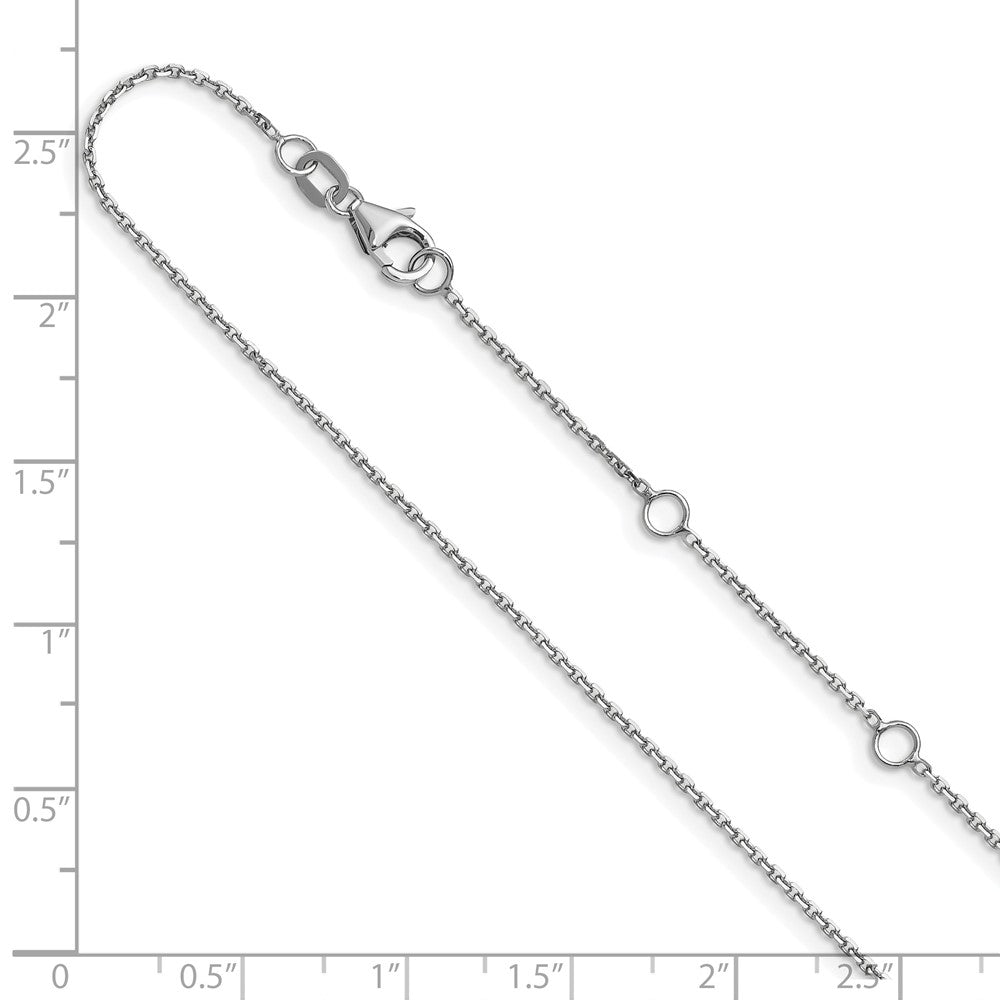 26 Inch 14K White Gold 1.1mm D/C Square Cable 2In+2In Adjustable Chain Necklace