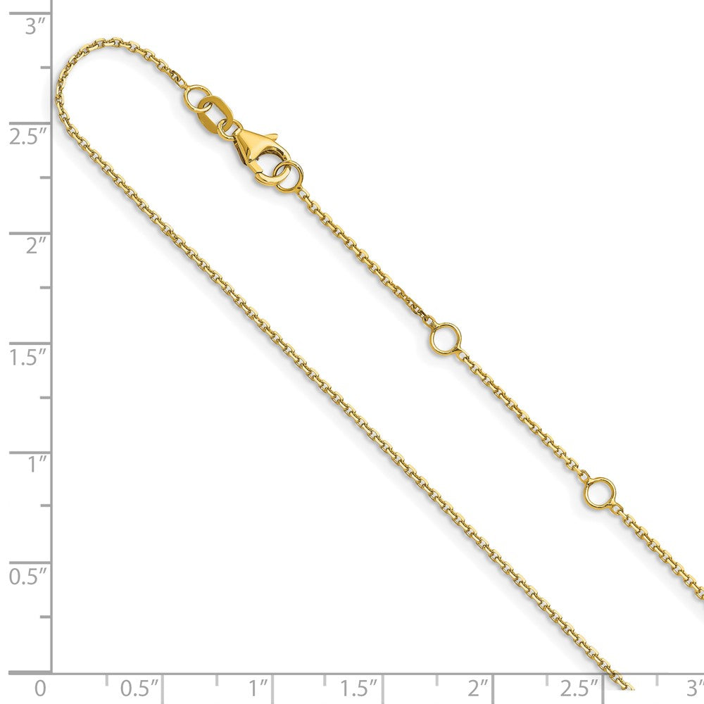 26 Inch 14K Yellow Gold 1.1mm D/C Square Cable 2In+2In Adjustable Chain Necklace
