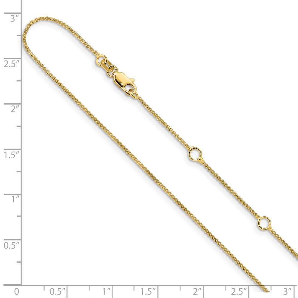 18 Inch 14K Yellow Gold 1mm Spiga 1In+1In Adjustable Chain Necklace