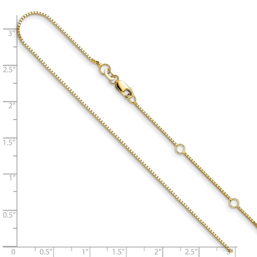 2 Inch 14K Yellow Gold .95mm Box 1In+1In Adjustable Chain Necklace