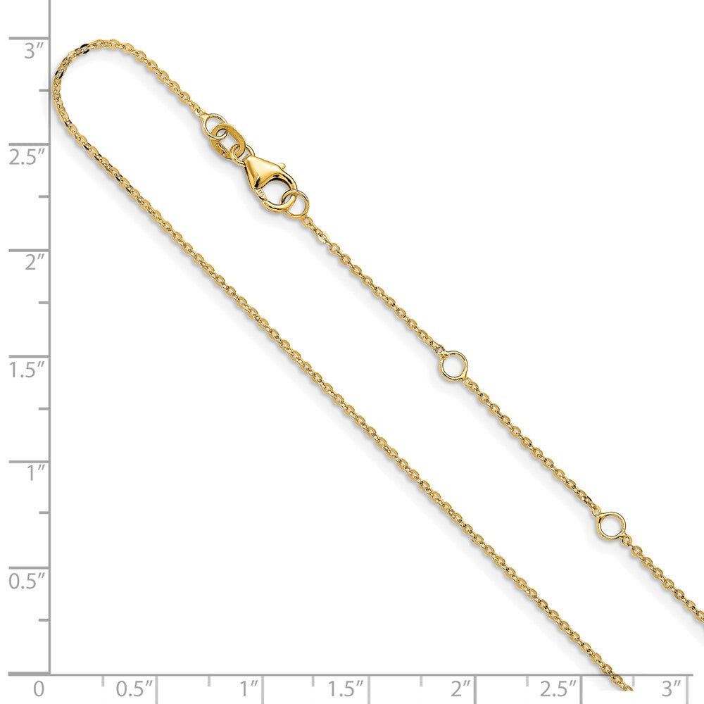 2 Inch 14K Yellow Gold 1.2mm Flat Cable 1In+1In Adjustable Chain Necklace