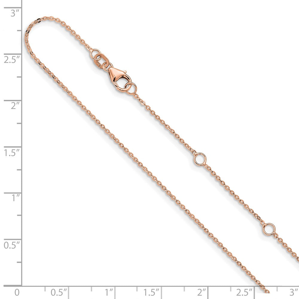 2 Inch 14K Rose Gold 1.2mm Flat Cable 1In+1In Adjustable Chain Necklace
