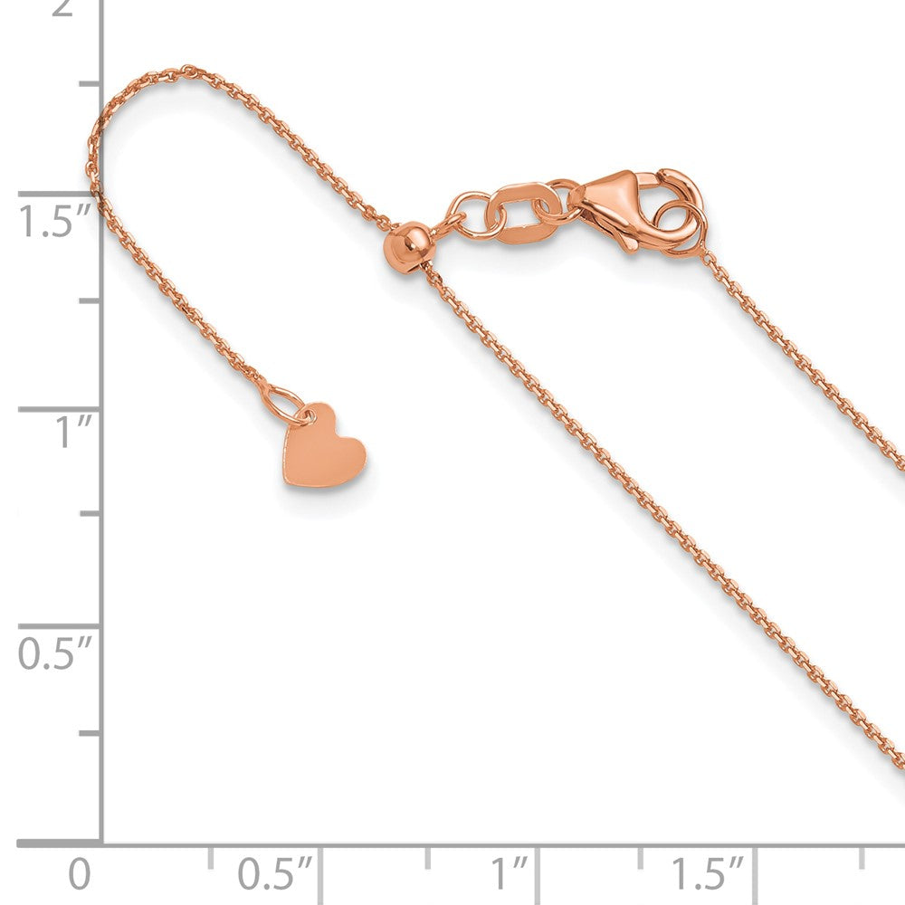 22 Inch 14K Rose Gold Adjustable 1mm D/C Cable Chain Necklace