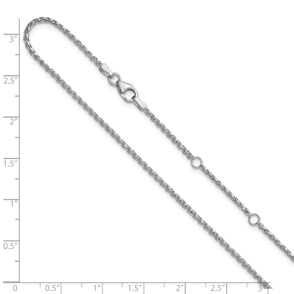 18 Inch 14K White Gold 1.65mm D/C Open Franco 1In+1In Adjustable Chain Necklace
