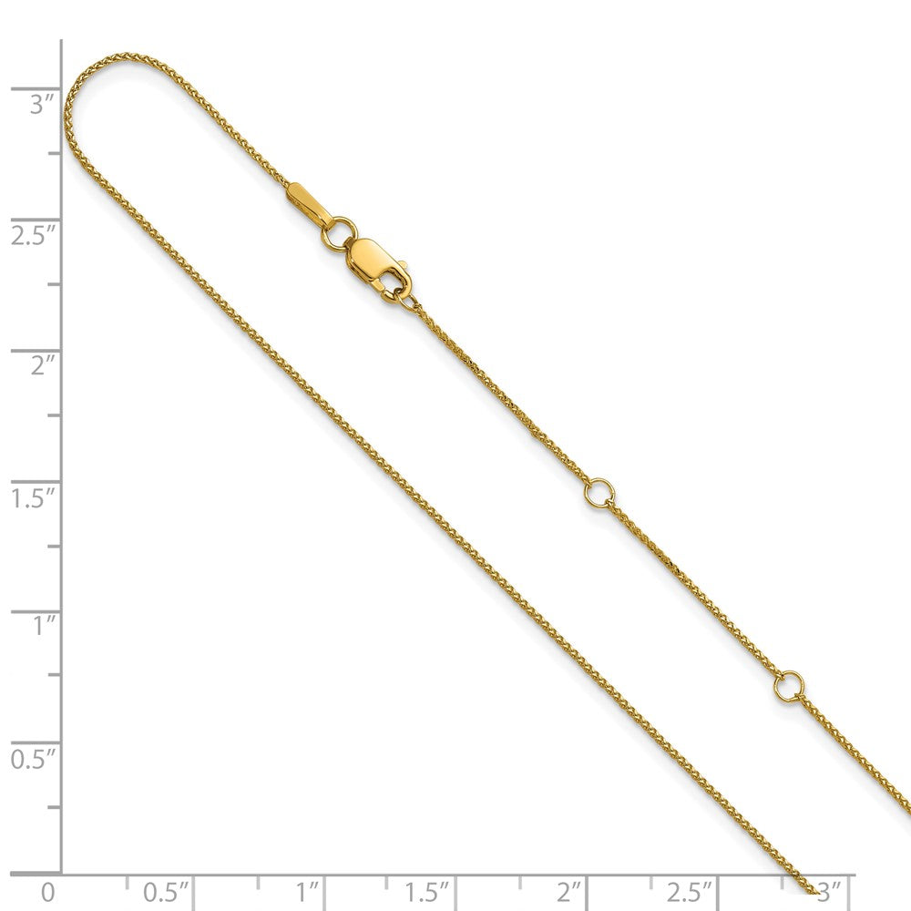 18 Inch 14K Yellow Gold .65mm D/C Spiga 1In+1In Adjustable Chain Necklace