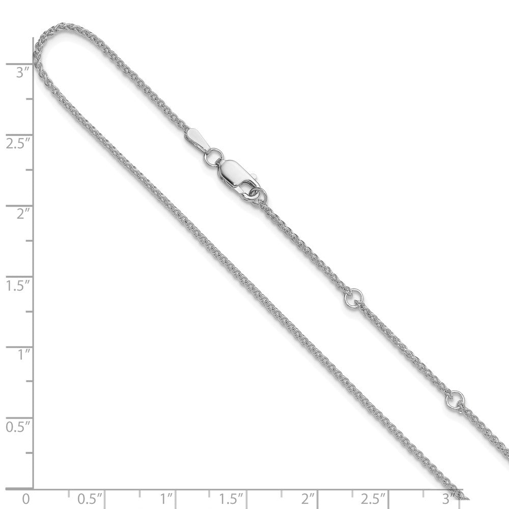 18 Inch 14K White Gold 1.5mm Spiga 1In+1In Adjustable Chain Necklace
