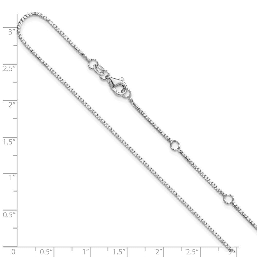 2 Inch 14K White Gold 1mm Box 1In+1In Adjustable Chain Necklace