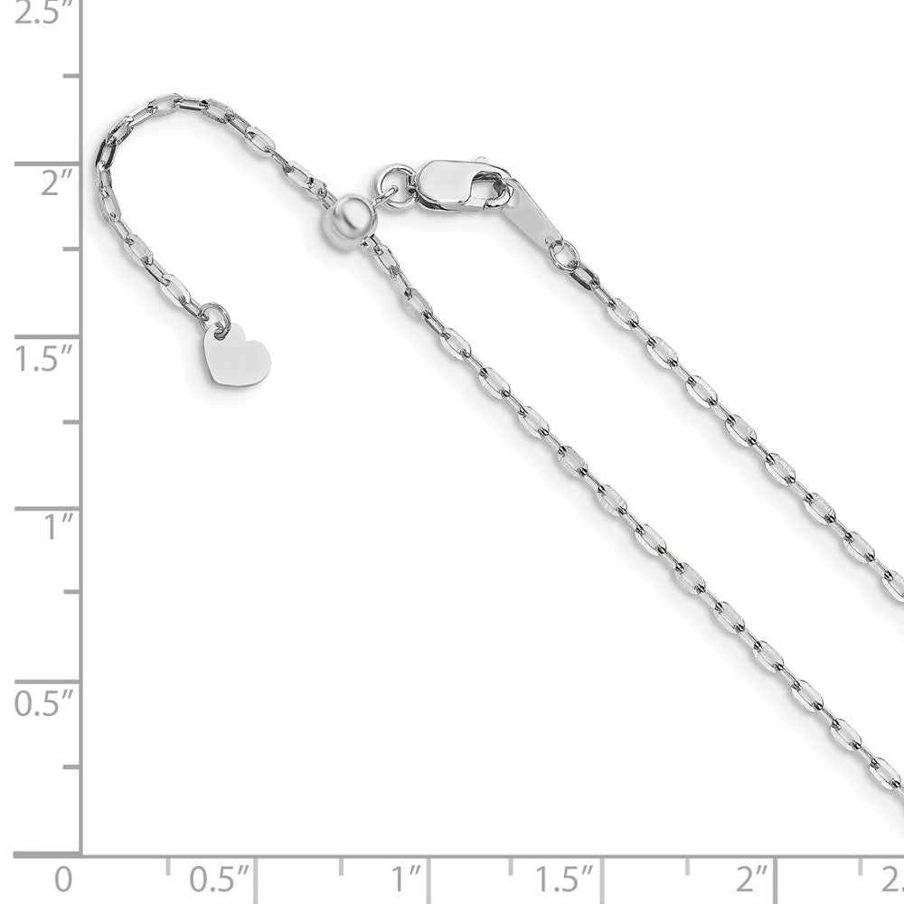 22 Inch 14K White Gold Adjustable 1.3mm Flat Cable Chain Necklace
