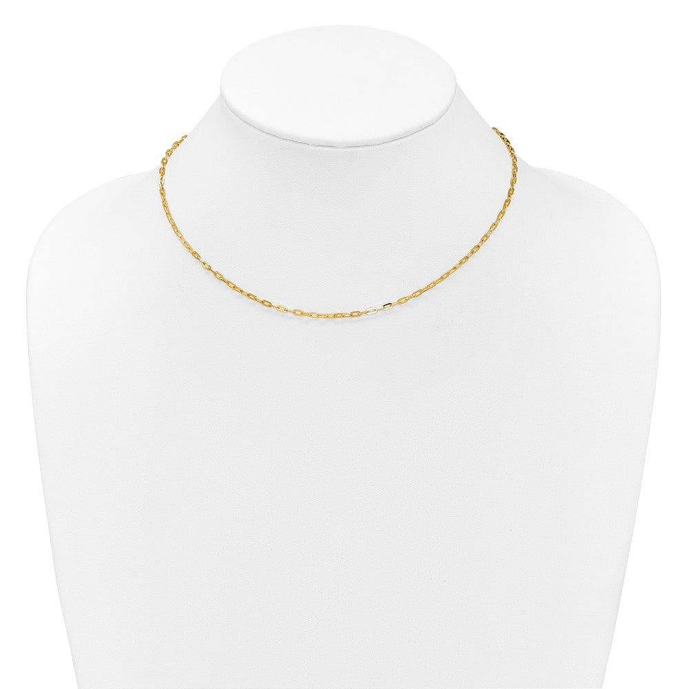 22 Inch 14K Yellow Gold Adjustable 2mm Flat Cable Chain Necklace