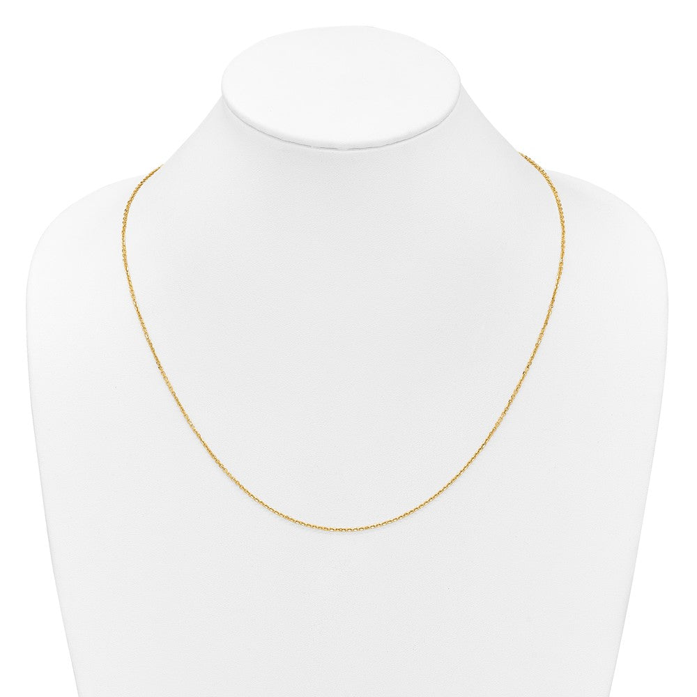 22 Inch 14K Yellow Gold Adjustable 1.4mm D/C Cable Chain Necklace