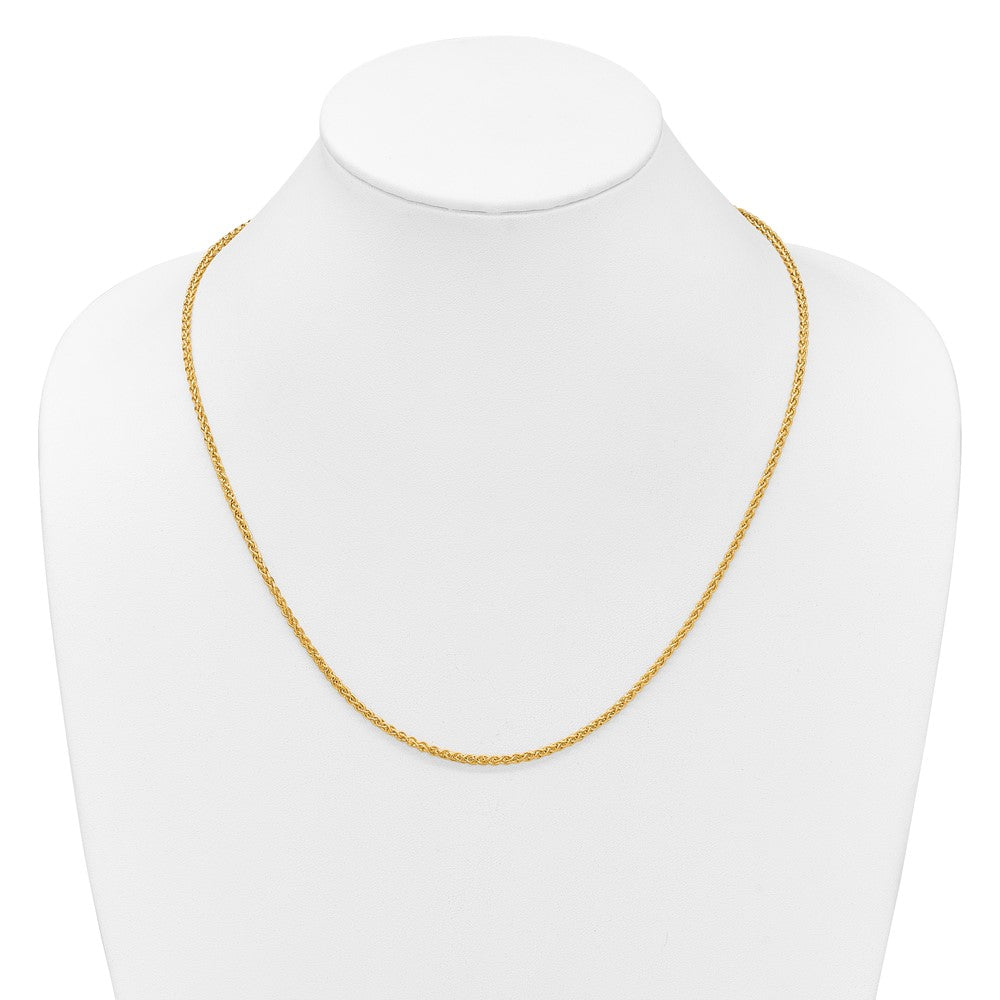 22 Inch 14K Yellow Gold Adjustable 2.5mm Semi Solid Spiga Chain Necklace