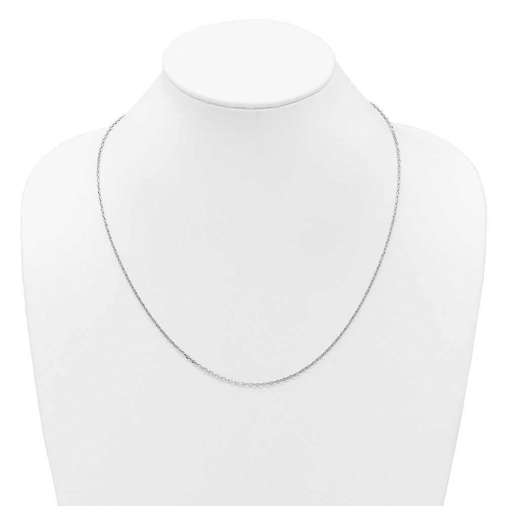 3 Inch 14K White Gold Adjustable 1.65mm Semi Solid D/C Cable Chain Necklace