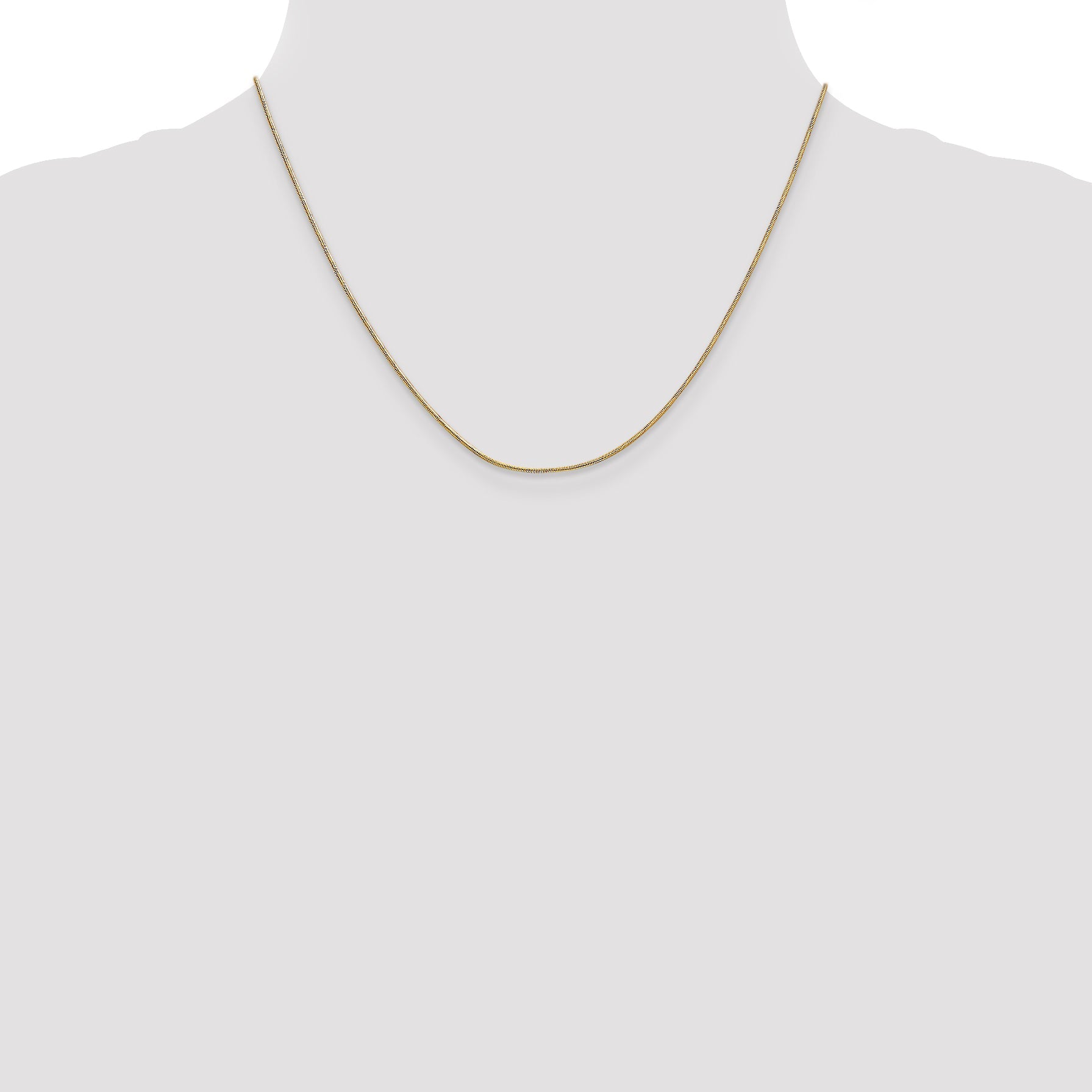 18 Inch 14K .9mm Round Snake Chain Necklace