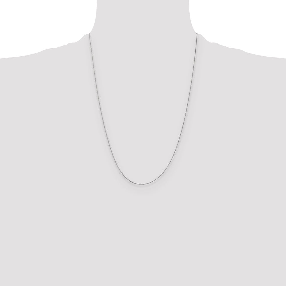 24 Inch 14K White Gold .5mm Baby Box With Spring Ring Clasp Chain Necklace