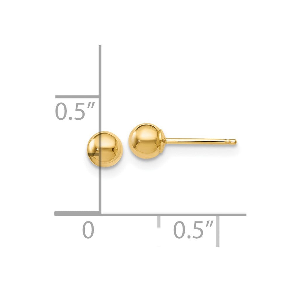 14K Yellow Gold Polished 4mm Ball Post Earrings