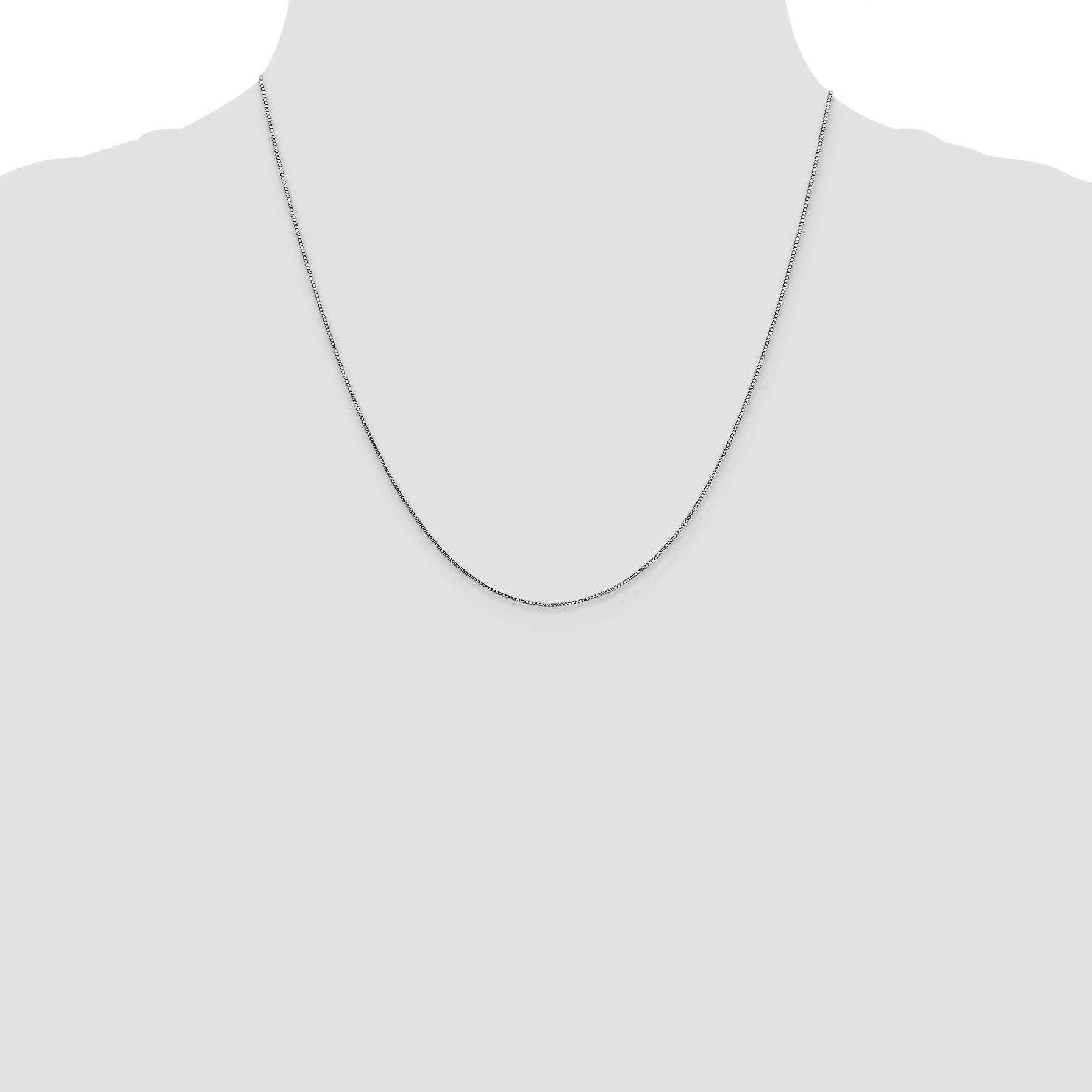 20 Inch 14K White Gold .8mm Box With Lobster Clasp Chain Necklace