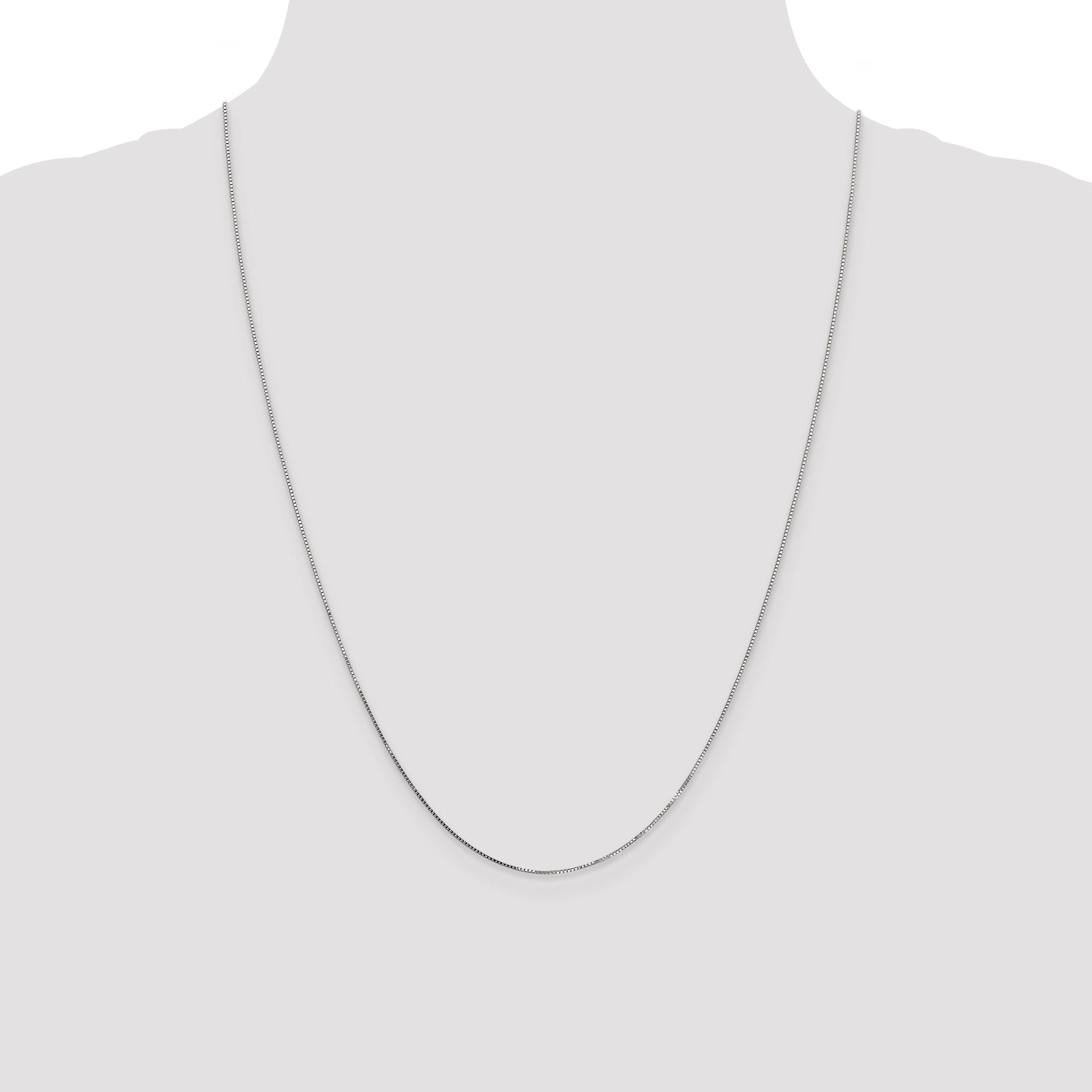 24 Inch 14K White Gold .8mm Box With Lobster Clasp Chain Necklace