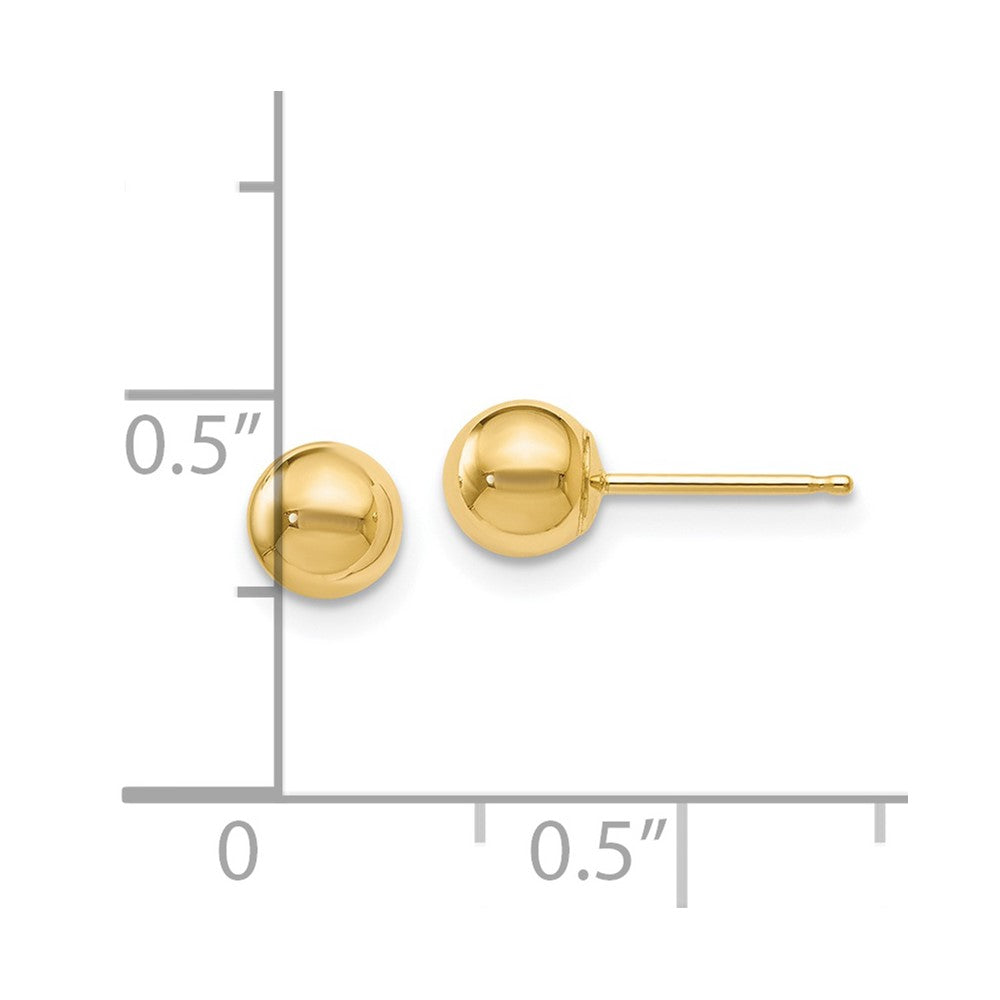 14K Yellow Gold Polished 5mm Ball Post Earrings