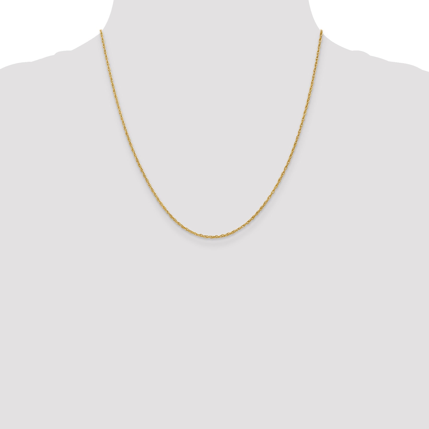 18K Yellow Gold 20 Inch 1.3mm Baby Rope With Lobster Clasp Chain Necklace