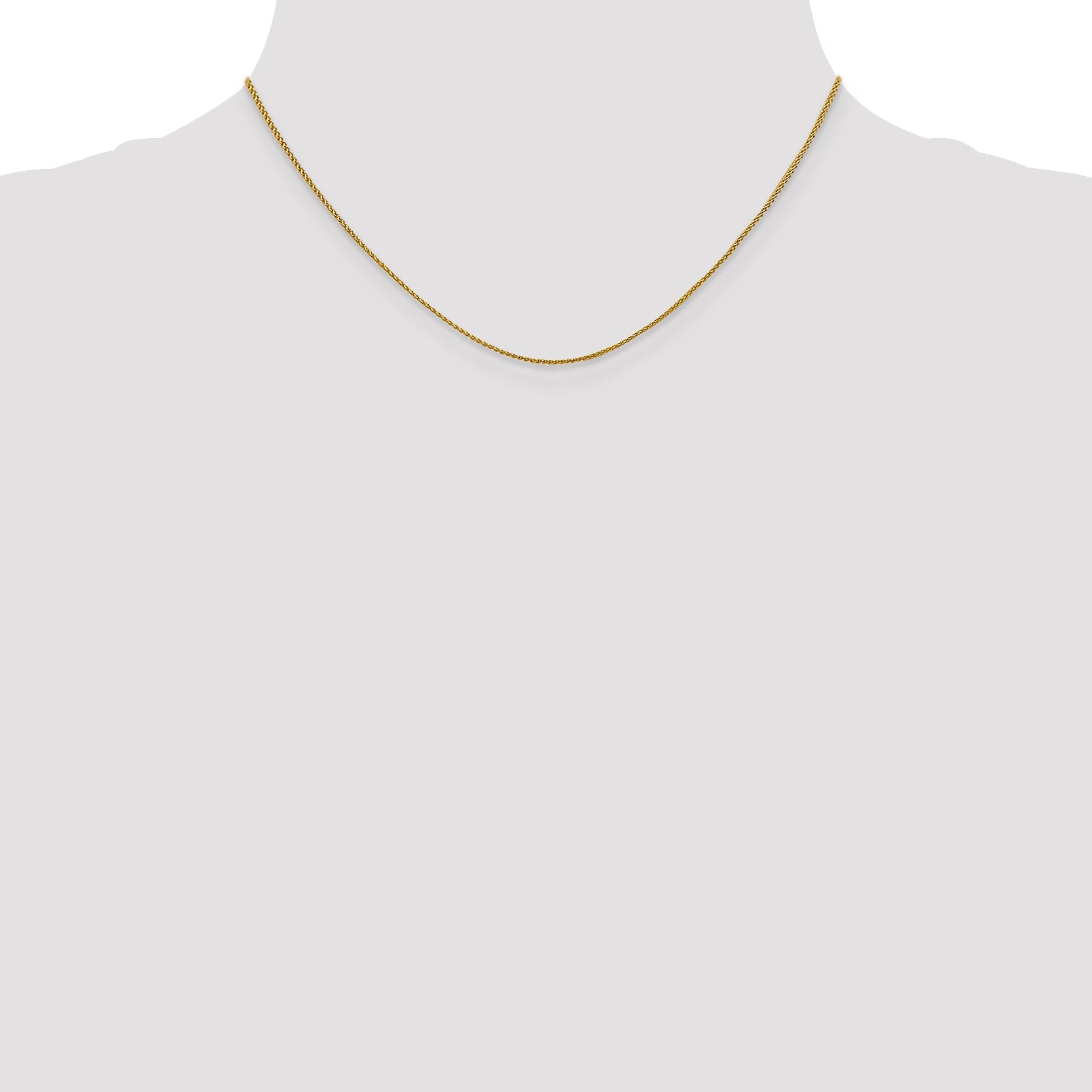 18K Yellow Gold 16 Inch 1mm Diamond-Cut Spiga With Spring Ring Clasp Chain Necklace