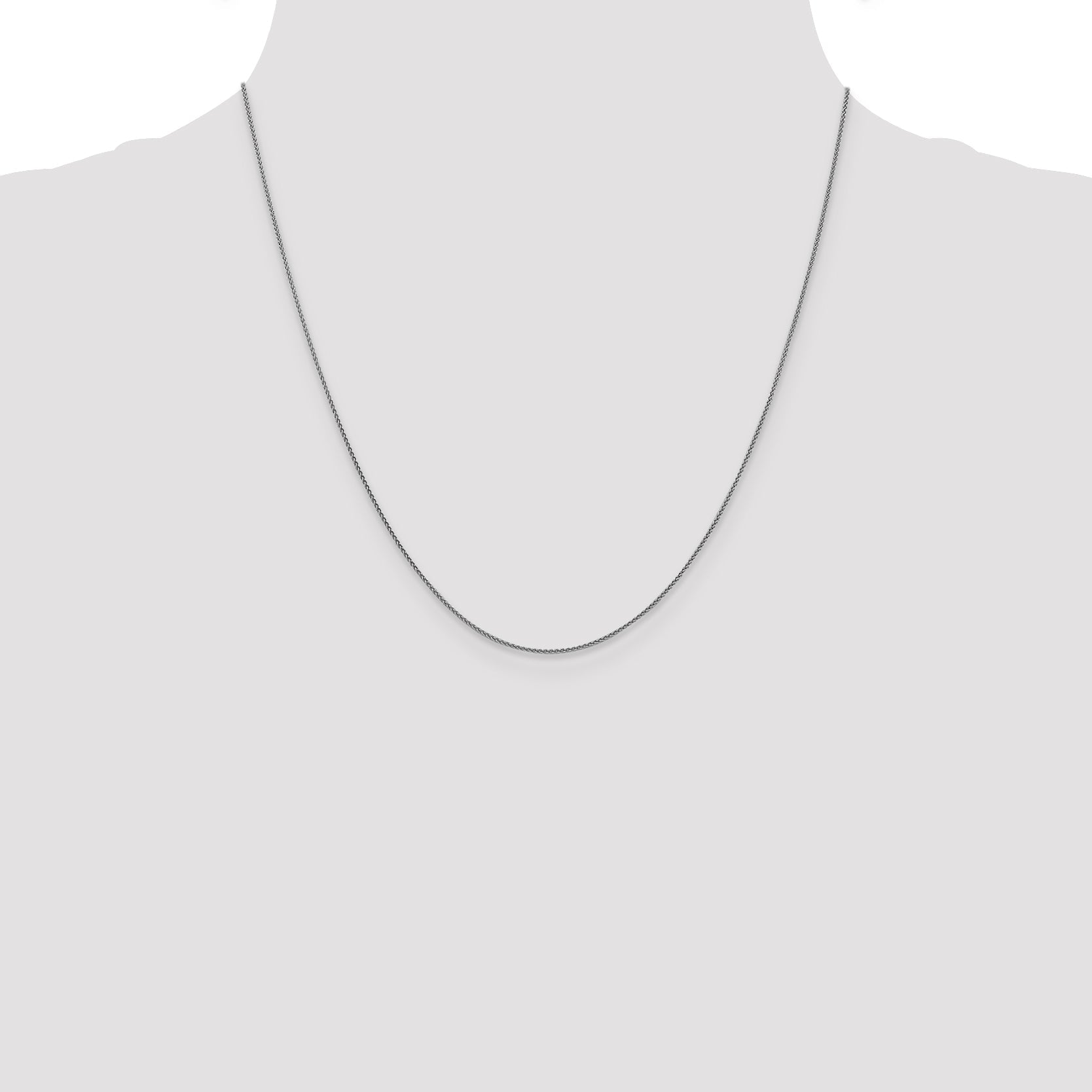 18K White Gold 20 Inch 1mm Diamond-Cut Spiga With Spring Ring Clasp Chain Necklace