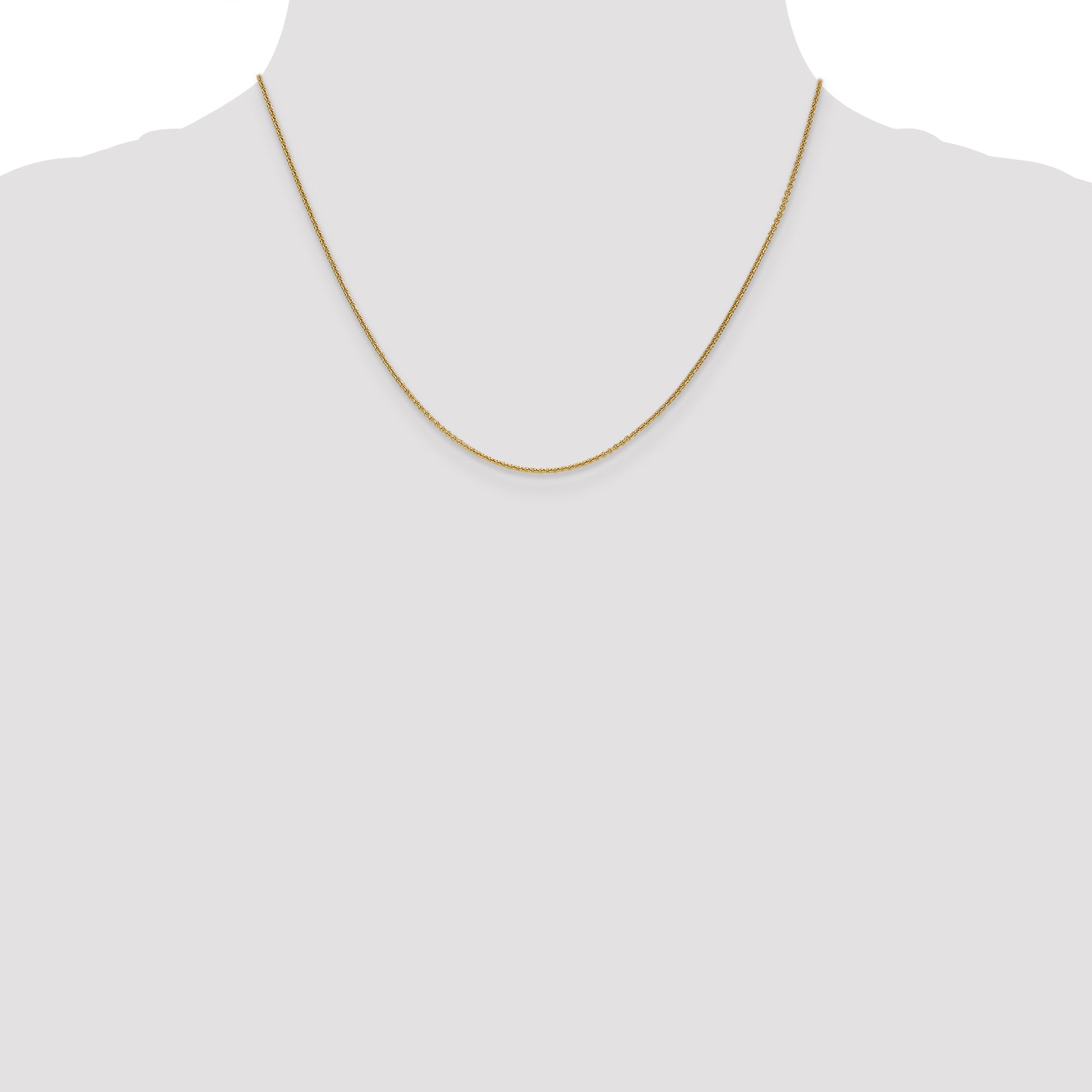 18K Yellow Gold 16 Inch 1.15mm Diamond-Cut Cable With Fancy Lobster Clasp Chain Necklace