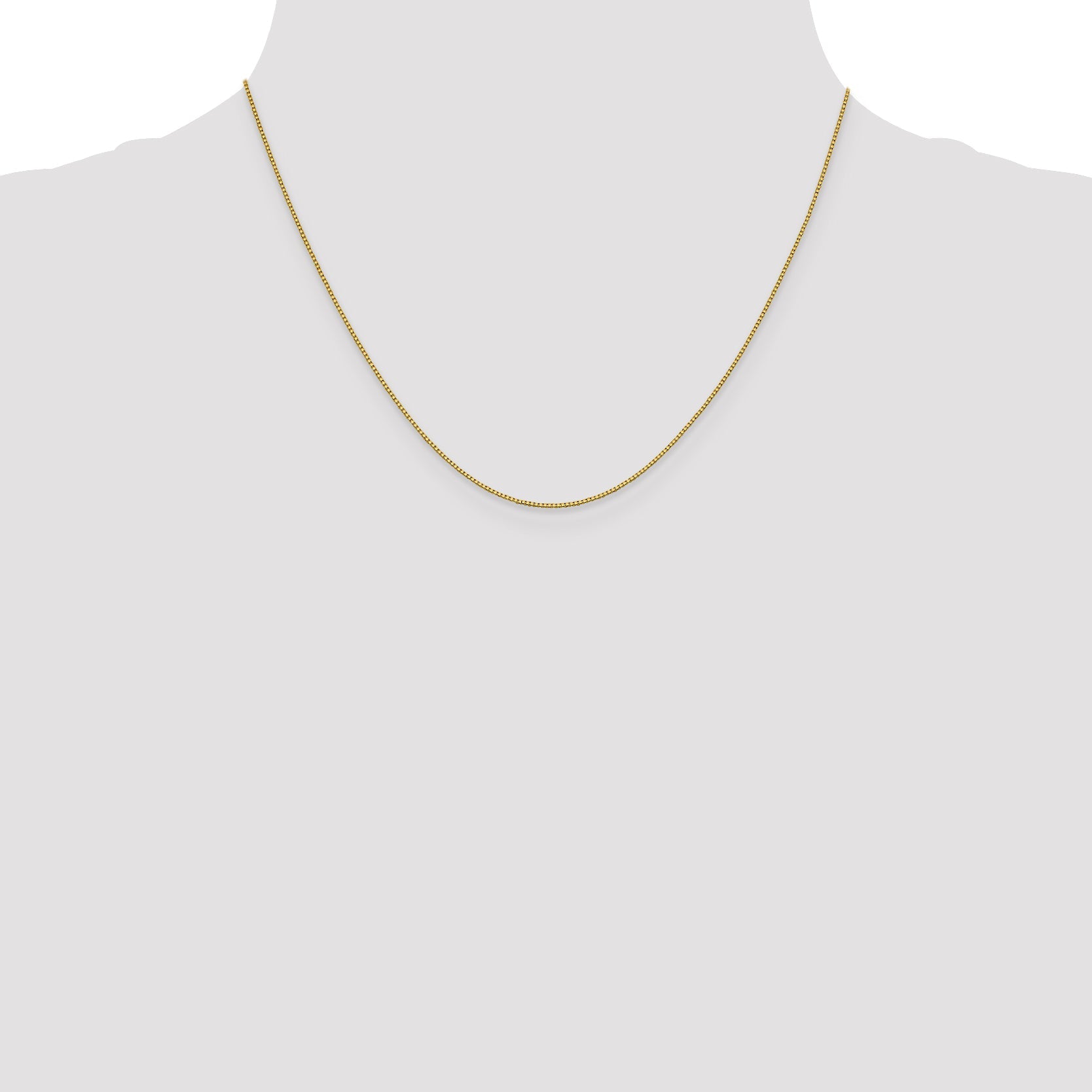 18K Yellow Gold 18 Inch .7mm Box With Lobster Clasp Chain Necklace