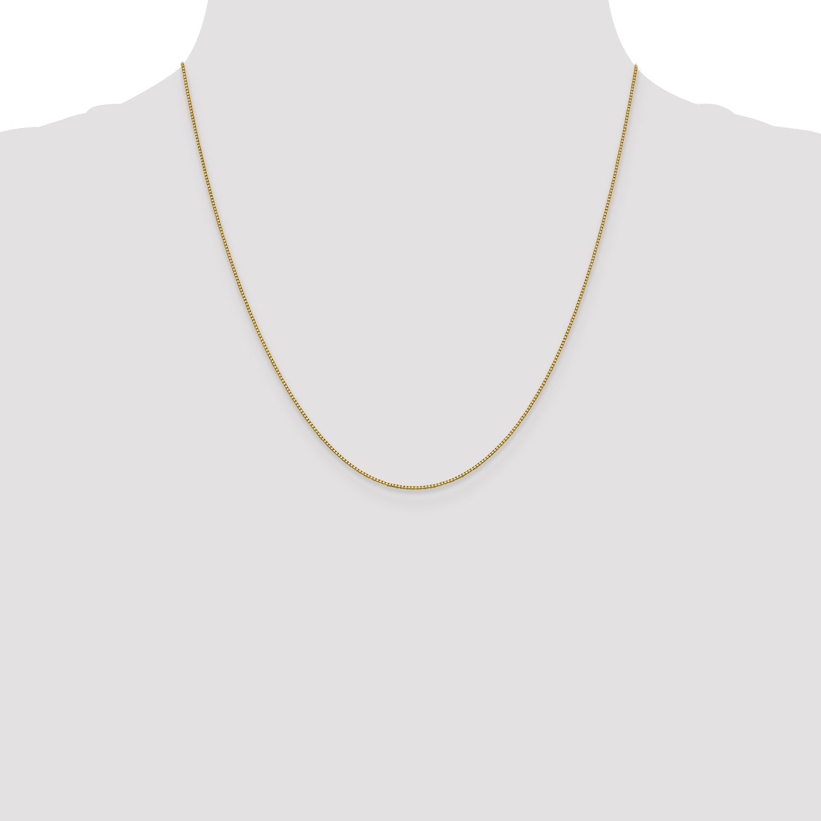 18K Yellow Gold 20 Inch .7mm Box With Lobster Clasp Chain Necklace