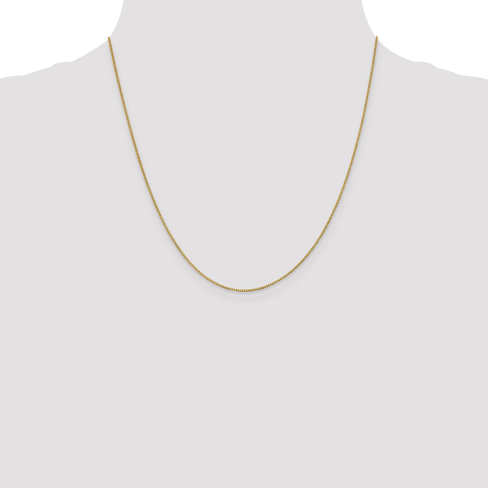 18K Yellow Gold 20 Inch .9mm Box With Lobster Clasp Chain Necklace