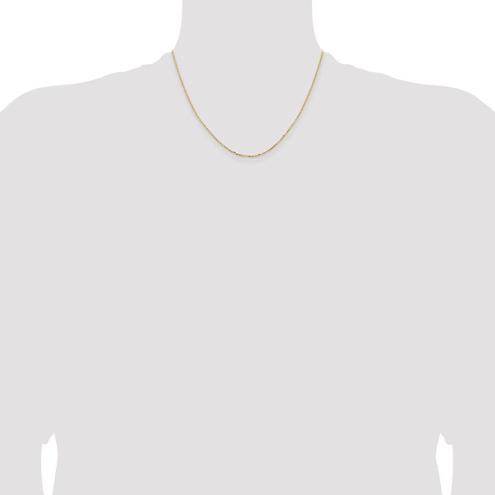 18 Inch 18K Yellow Gold 1.5mm D/C Cable Chain Necklace