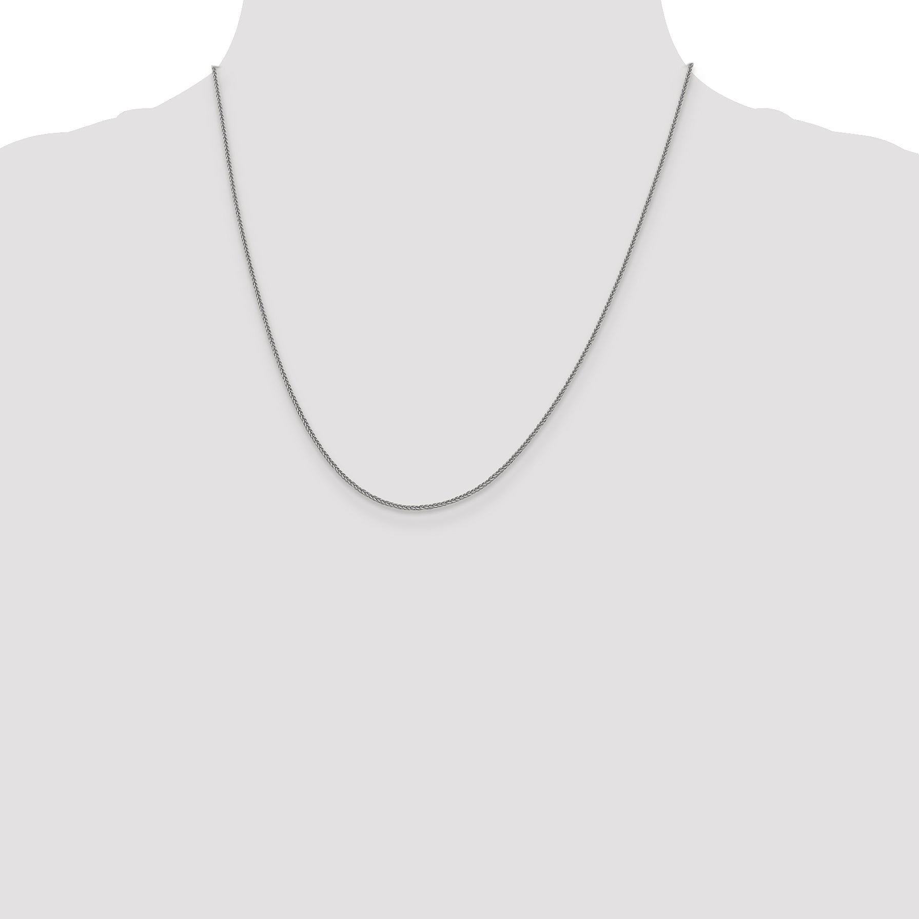 20 Inch 14K White Gold 1mm D/C Quadra Wheat Chain Necklace