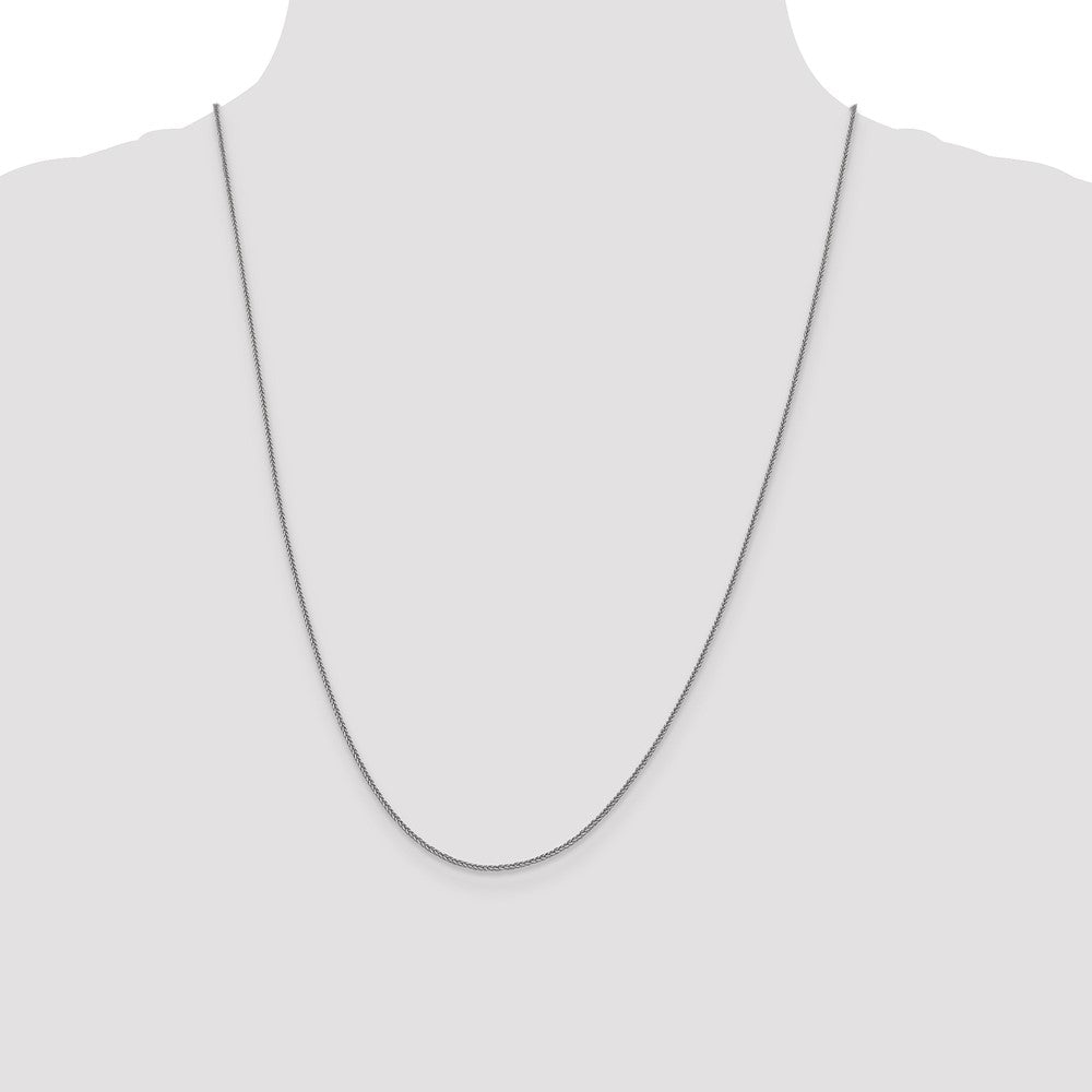 24 Inch 14K White Gold 1mm D/C Quadra Wheat Chain Necklace
