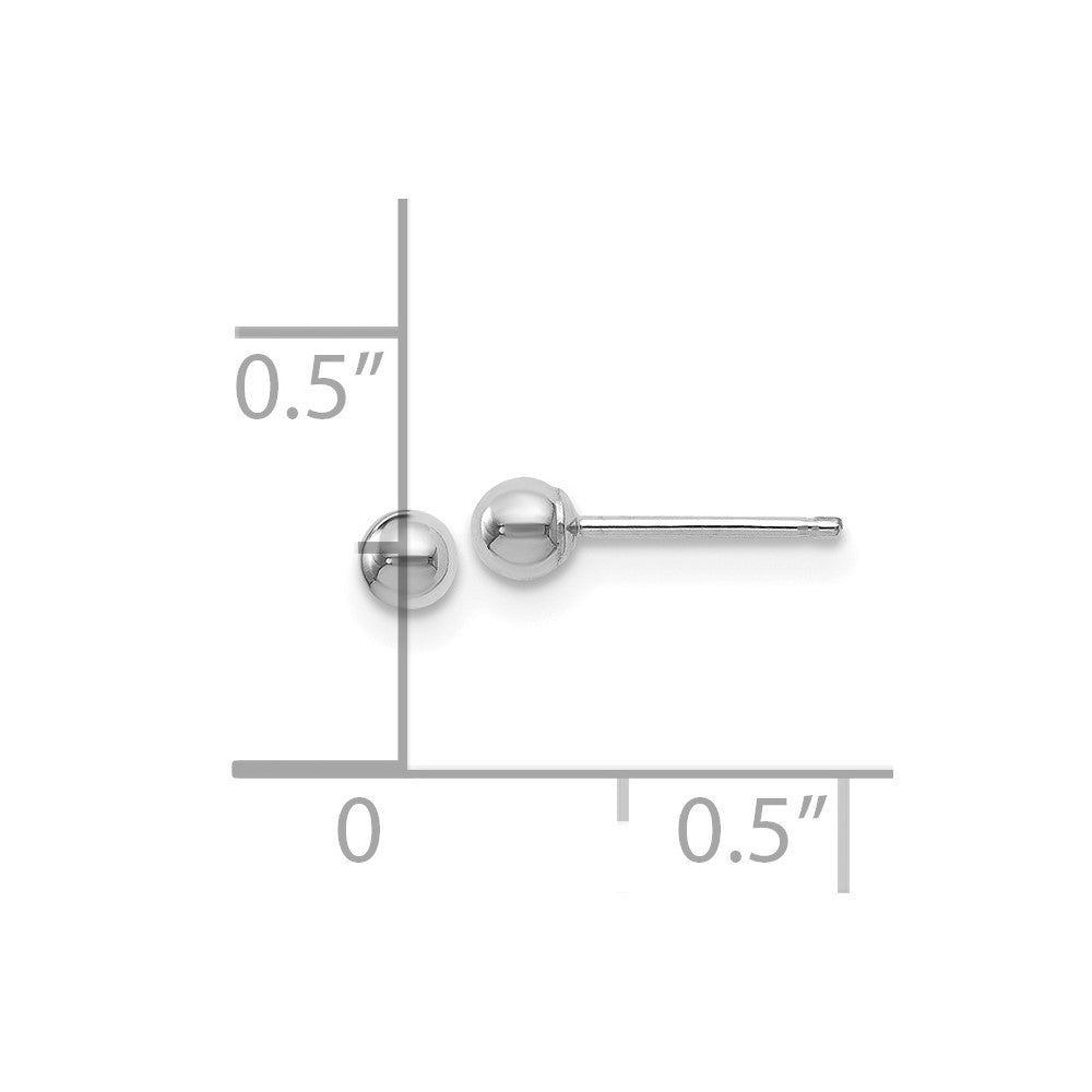 14K White Gold Polished 3mm Ball Post Earrings