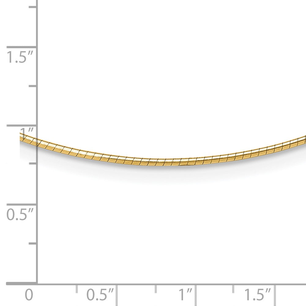 14K Yellow Gold 1.2mm Omega Necklace Detachable Clasp