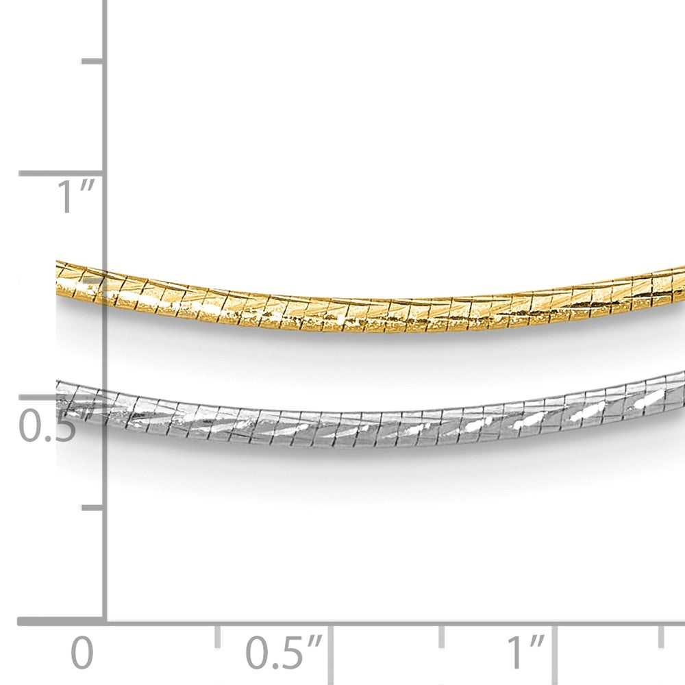 14K Yellow & Rhodium White Gold Reversible Adj. Omega Necklace