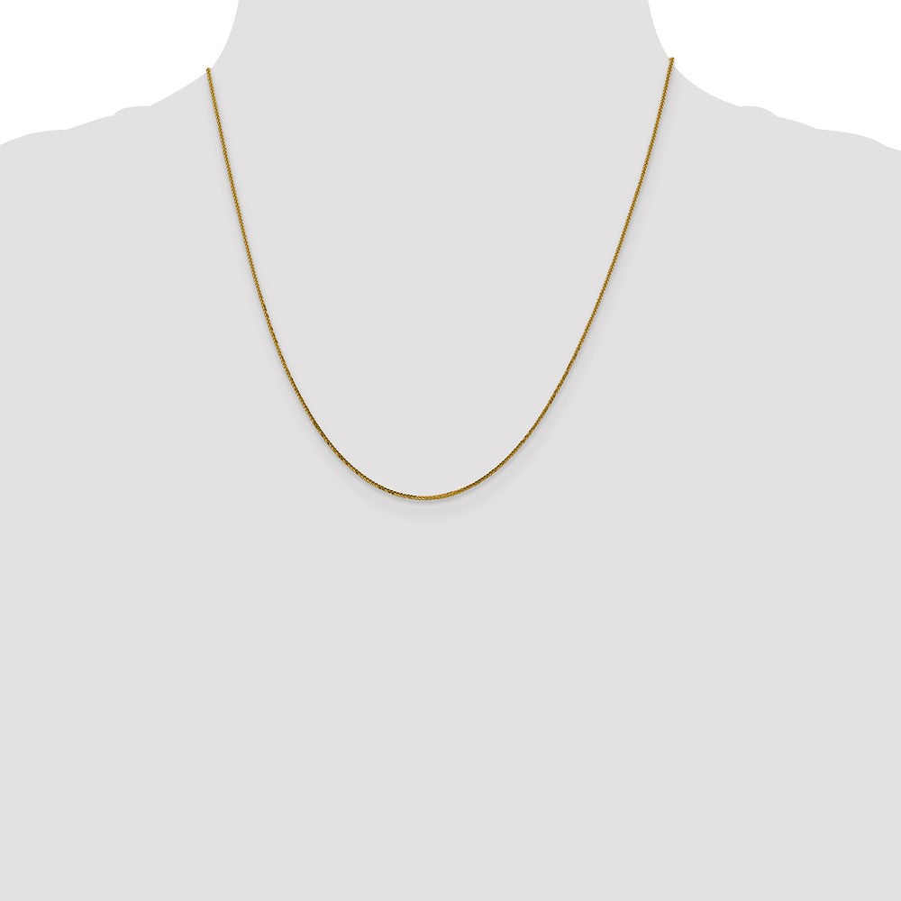 2 Inch 14K Yellow Gold .8mm D/C Quadra Wheat Chain Necklace