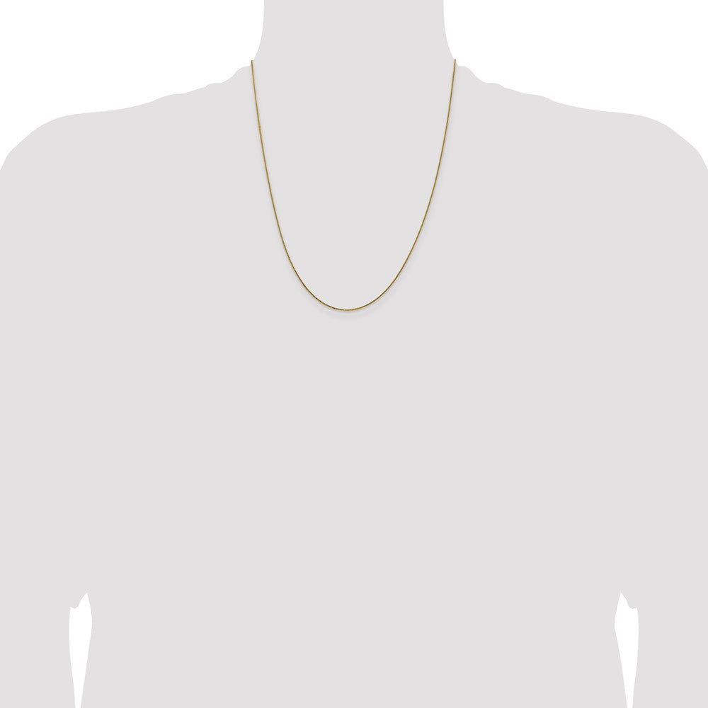 22 Inch 14K Yellow Gold .8mm D/C Quadra Wheat Chain Necklace