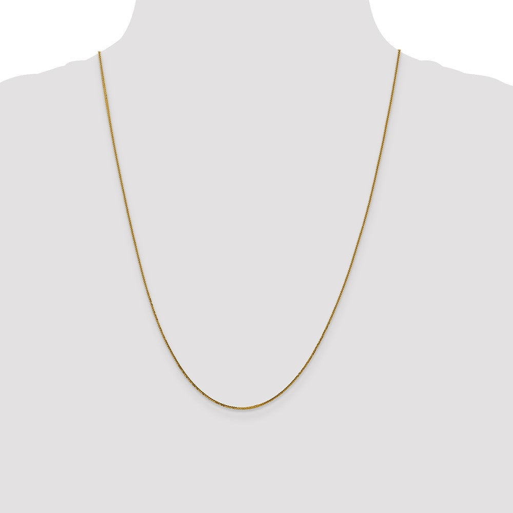 24 Inch 14K Yellow Gold .8mm D/C Quadra Wheat Chain Necklace