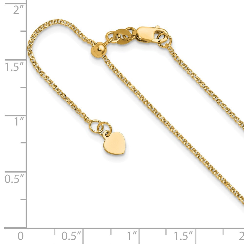 22 Inch 14K Yellow Gold Adjustable 1.2 mm D/C Double Curb Chain Necklace