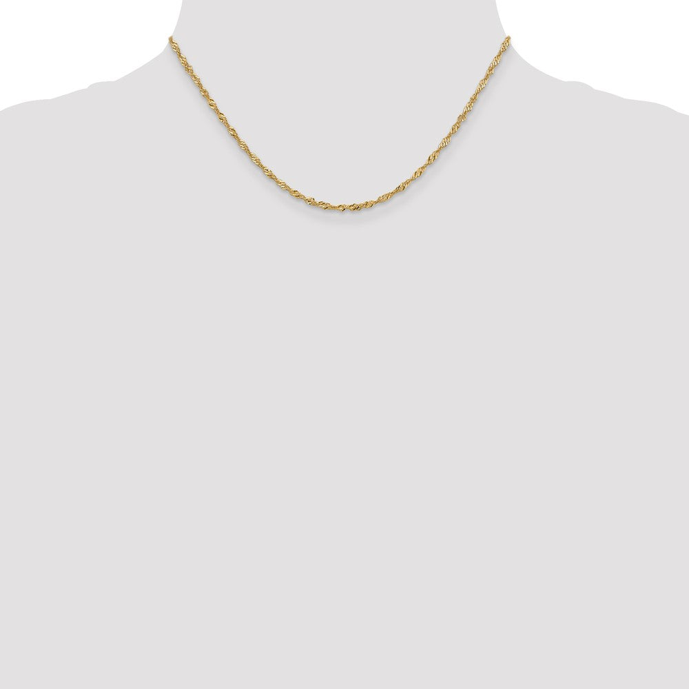 16 Inch 14K Yellow Gold 1.9mm Singapore Chain Necklace