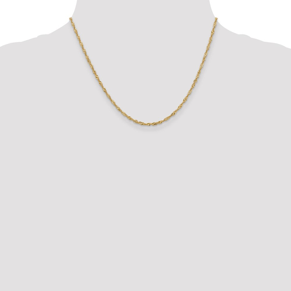 18 Inch 14K Yellow Gold 1.9mm Singapore Chain Necklace