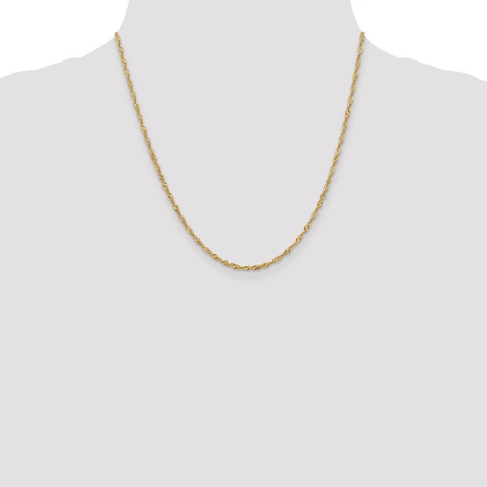 2 Inch 14K Yellow Gold 1.9mm Singapore Chain Necklace
