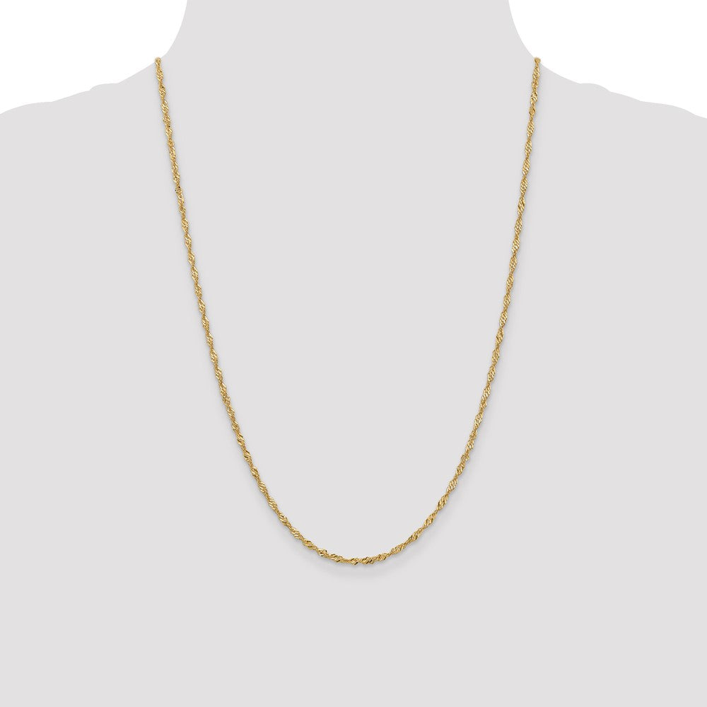 24 Inch 14K Yellow Gold 1.9mm Singapore Chain Necklace