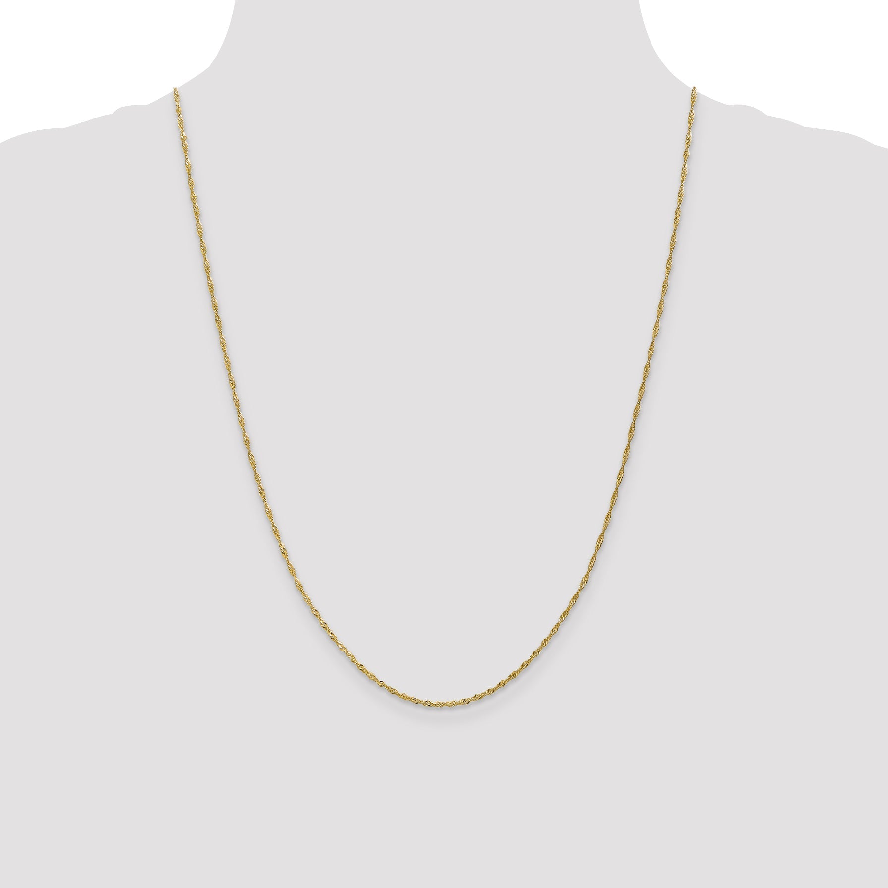 24 Inch 10K 1.3 mm Singapore Chain Necklace