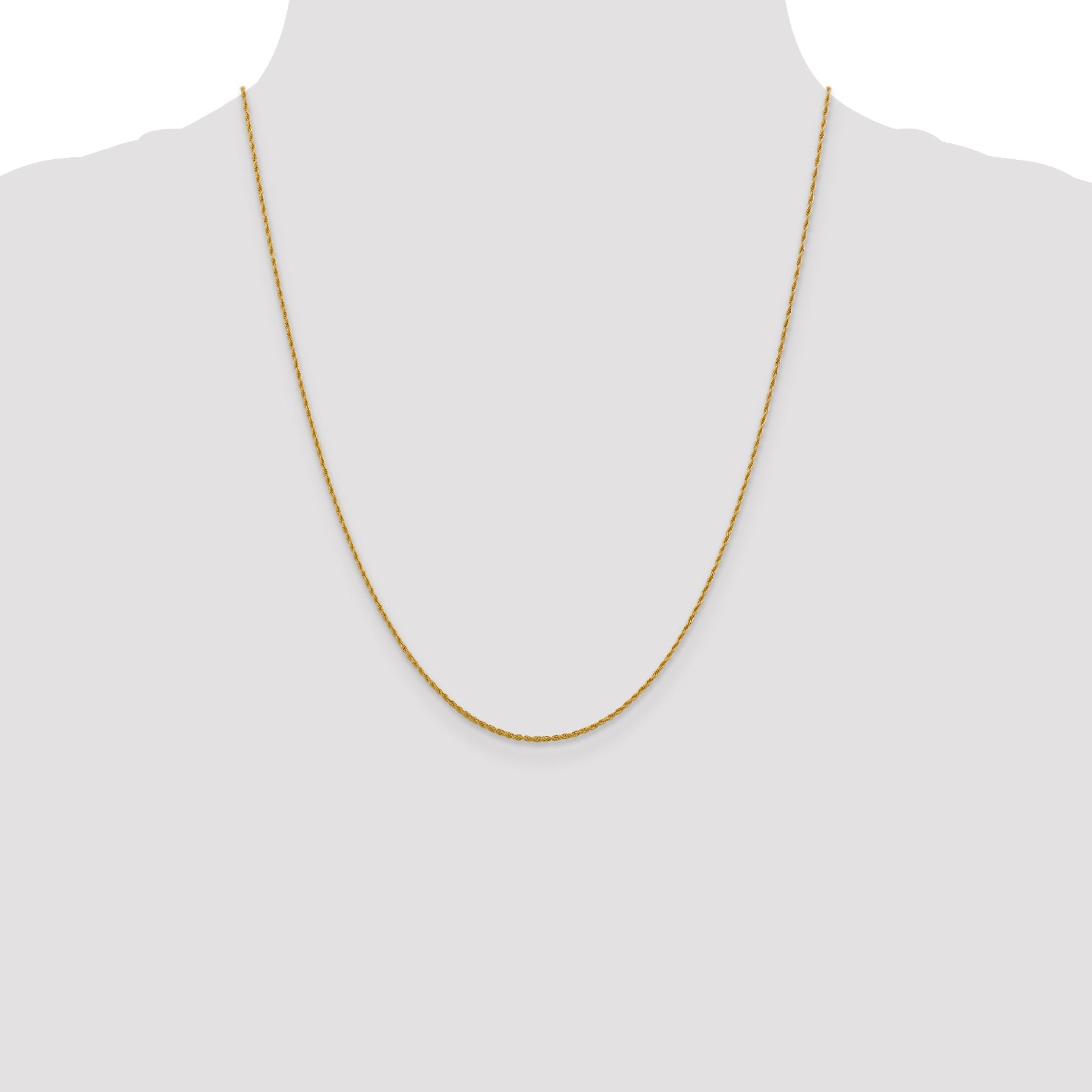 22 Inch 10K Yellow Gold 1.2 mm Loose Rope Chain Necklace