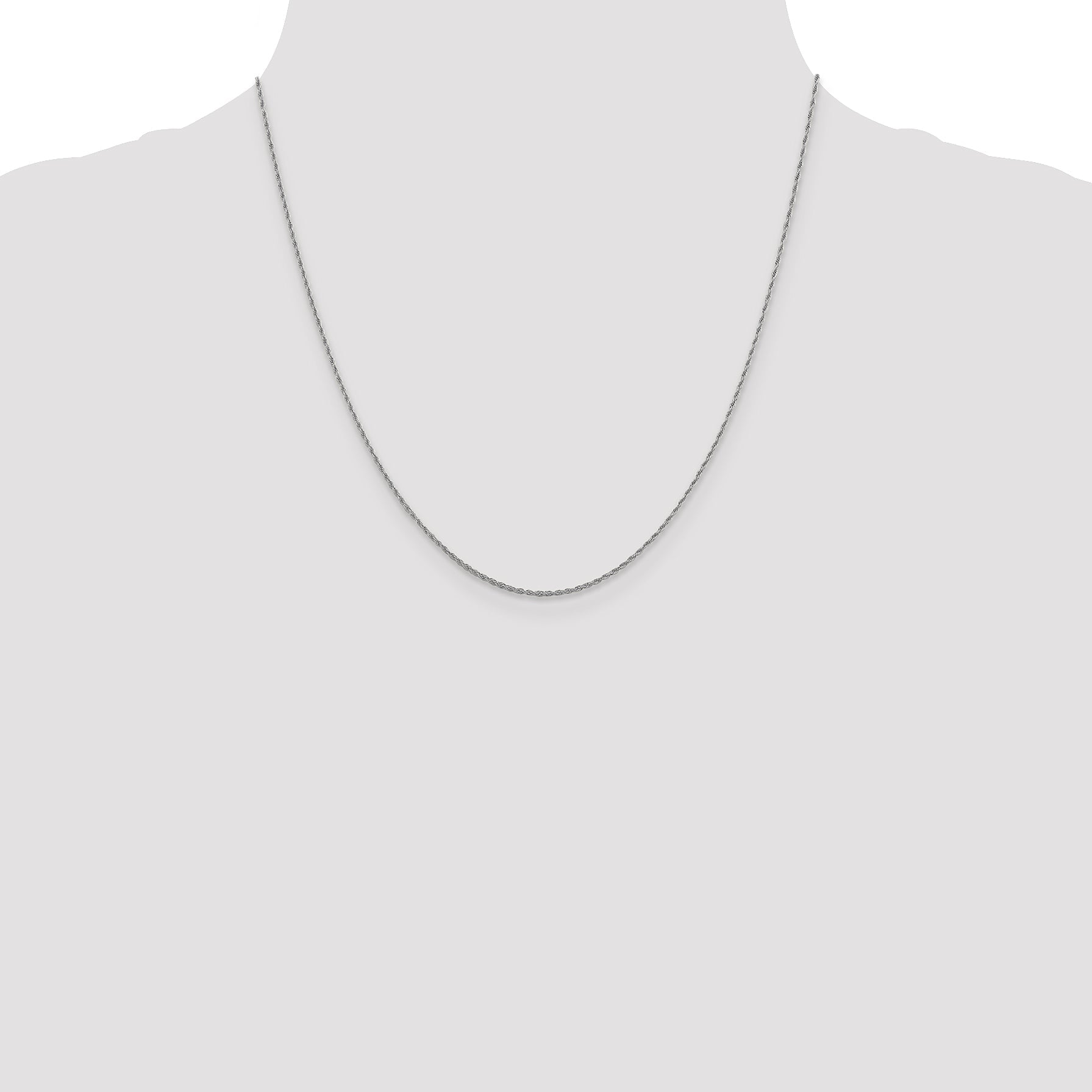 20 Inch 10K White Gold 1.2 mm Loose Rope Chain Necklace