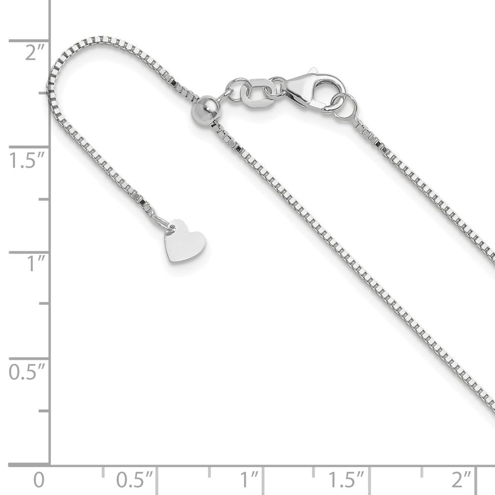 30 Inch 10K White Gold Adjustable .9mm Box Chain Necklace