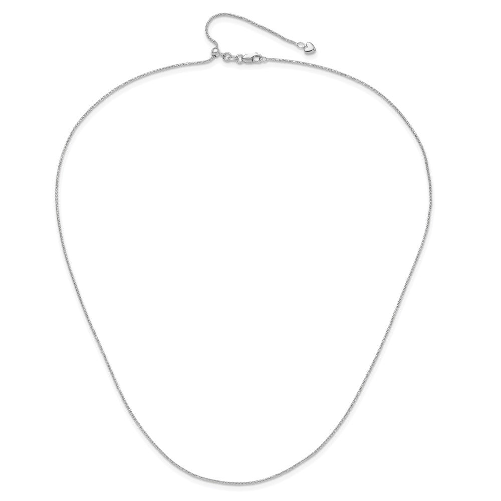 22 Inch 10K White Gold Adjustable 1mm Wheat Chain Necklace