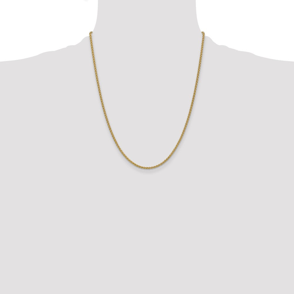 22 Inch 14K Yellow Gold 2.1mm Spiga Chain Necklace